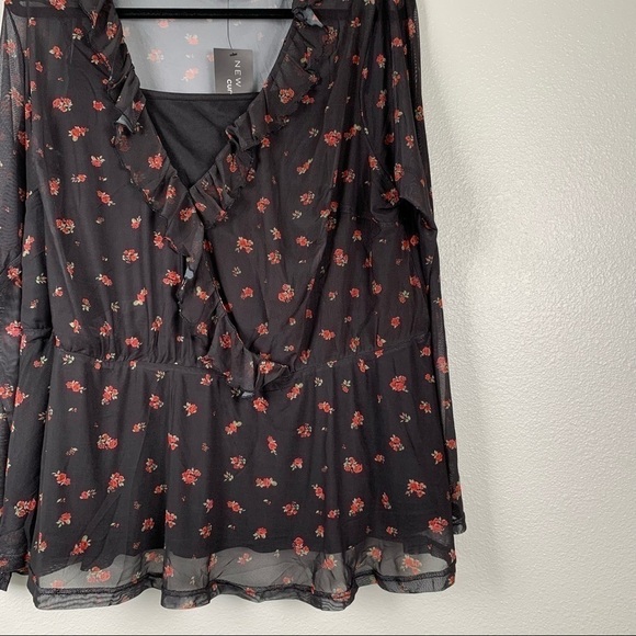 NEW Look Curves Long Sleeve‎ V Neck Floral Top 20 NWT - Picture 4 of 6